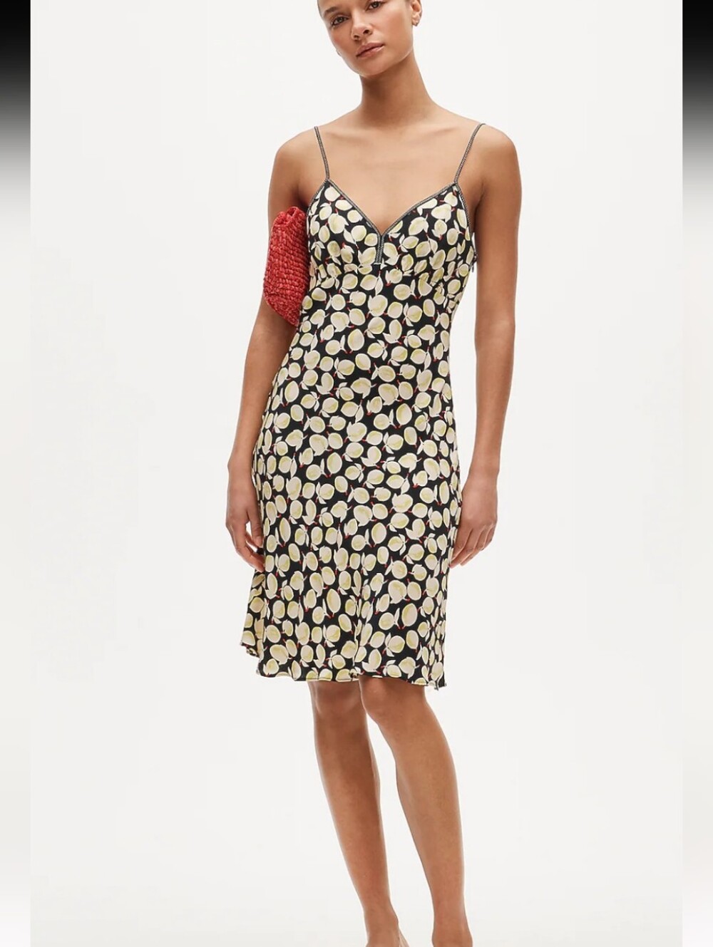 J Crew Slip dress in lemon-print crepe de chine CW2e3 Size 8